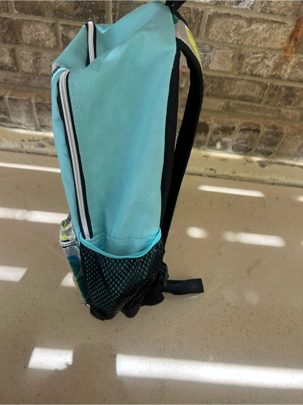 🤩 Justice Sport Smiley Face Daisy Backpack Turquoise Holographic School Bag
